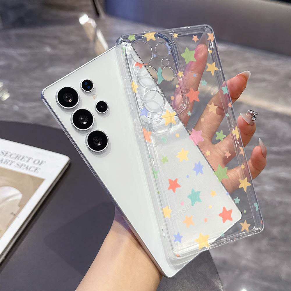 Colorful Pastel Stars Pattern Case for Samsung Galaxy S26 S25 S24 S23 S22 S21 S20 FE Plus Soft TPU Slim Fit Shockproof Cover