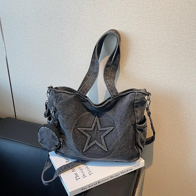 Retro Large-capacity Underarm Bag Women's 2025 New Casual Denim Tote Bag Simple Shoulder Messenger Bag