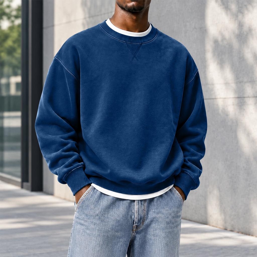 Sweatshirt à col rond coupe ample pour homme, Haut pull décontracté d'hiver pour un usage quotidien
