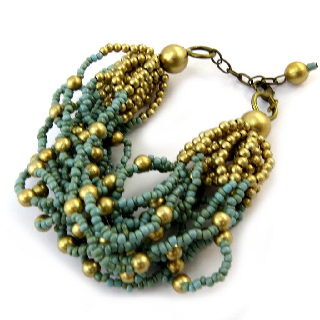 Les Trésors De Lily [N4627] - Ethnic Bracelet 'Kilimanjaro' Golden Green