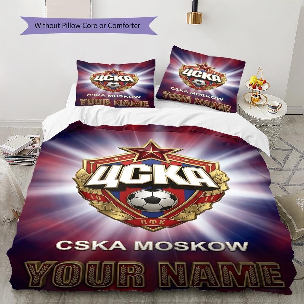 Name Custom PFC CSKA Moscow Pattern Bedding Set Quilt Cover Pillowcase Home Decor Gift (1 * duvet cover + 2 * pillowcase, without core)