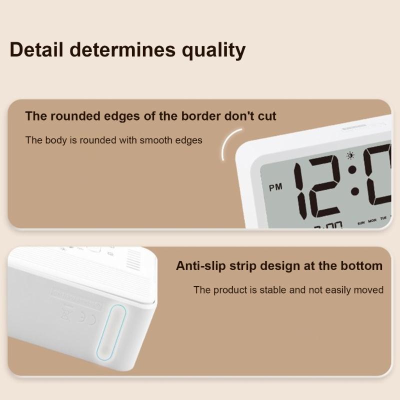 Multifunctional Digital Clock Efficient Bedsides Timepieces with Silents Movement and Intelligent Nightlight