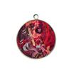 40mm Single-Sided Round Time Gem Alloy Pendant Keychain Jewelry Set