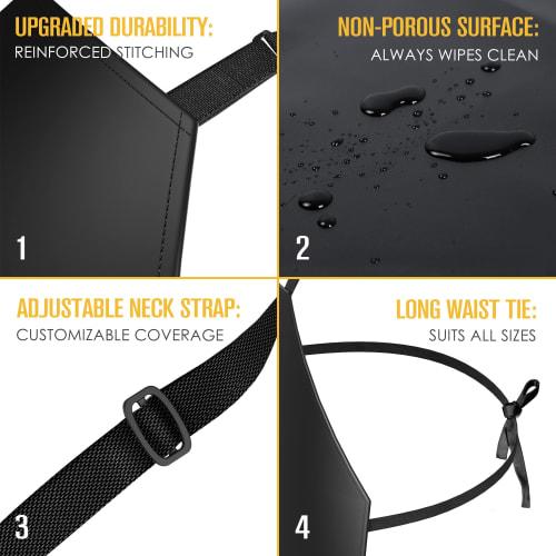 Rubber Apron, Dishwasher Apron, Dishwashing Rubber Apron, Waterproof, Dog Grooming, Restaurant, Butcher, Chemical, Heavy-Duty, Vinyl, 39 x 26 Inch