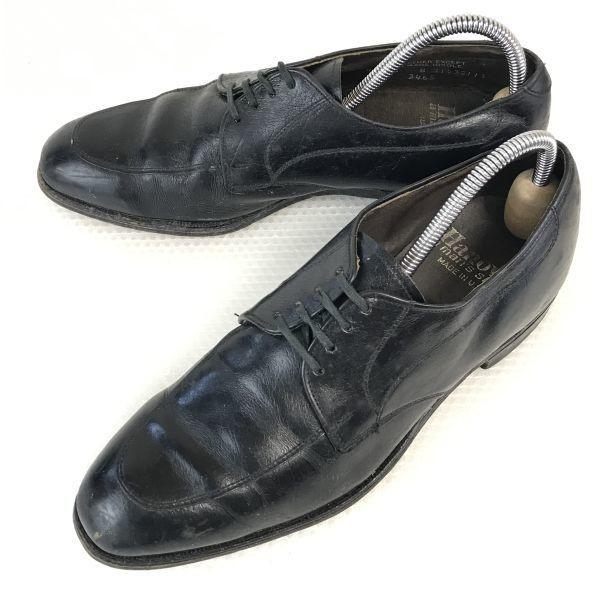 

USA made 80s Vintage Hannover leather Goodyear welt U-tip 9D 26.5 black business dress shoes(USED)