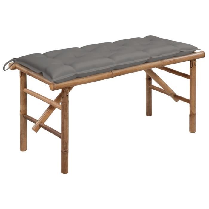Banc de jardin - Bambou - 118 cm - Pliable - Coussin imperméable - 2 places