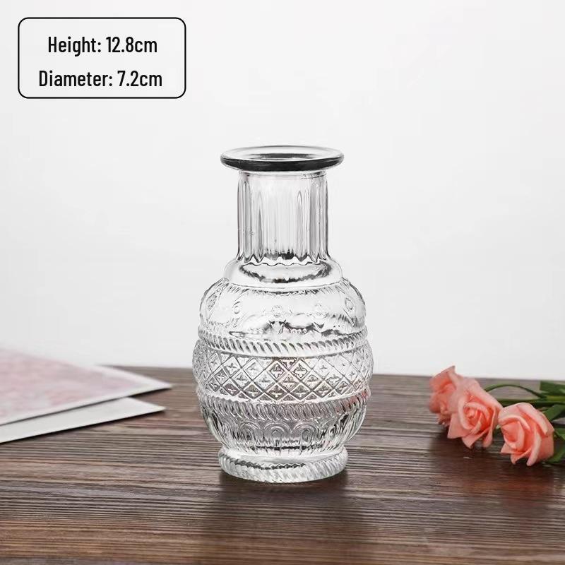 SEE KEAN Simple Transparent Glass Striped Small Vase