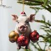 Christmas Pendant Adorable Cartoon Pig Shape Xmas Tree Hanging Ornament for Home Festive Decorations