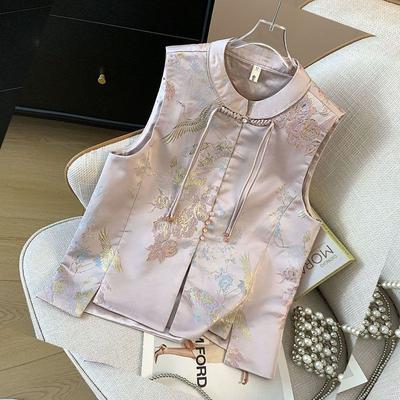 Vest Women's Top Jacquard Retro Elderly Mother Outside Vest