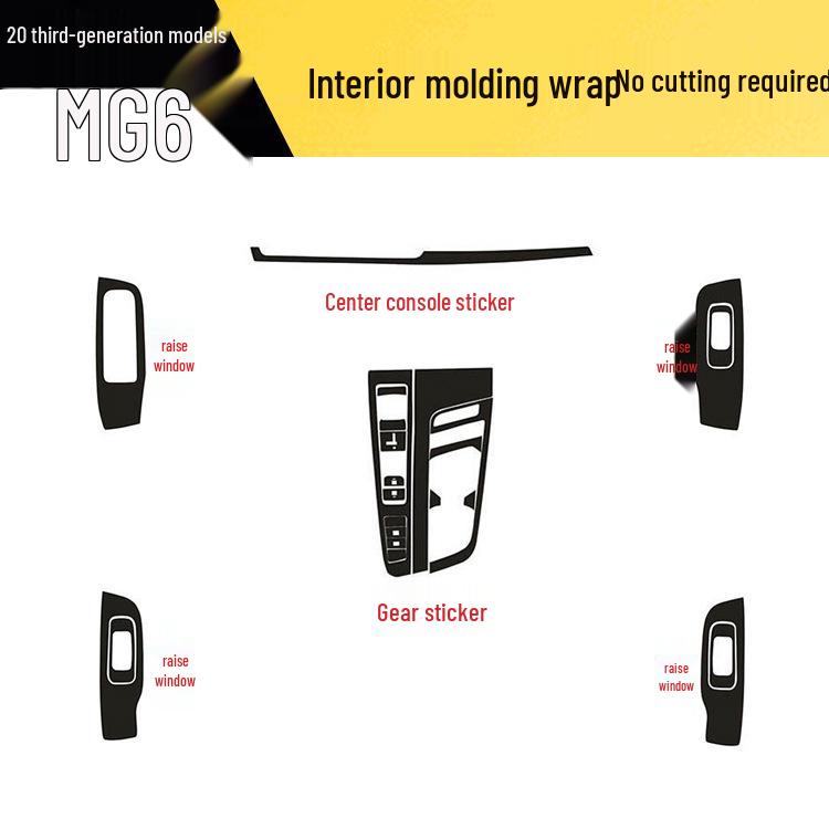 MG6 Third-Gen Interior Carbon Fiber Gear Stickers for 20 Models