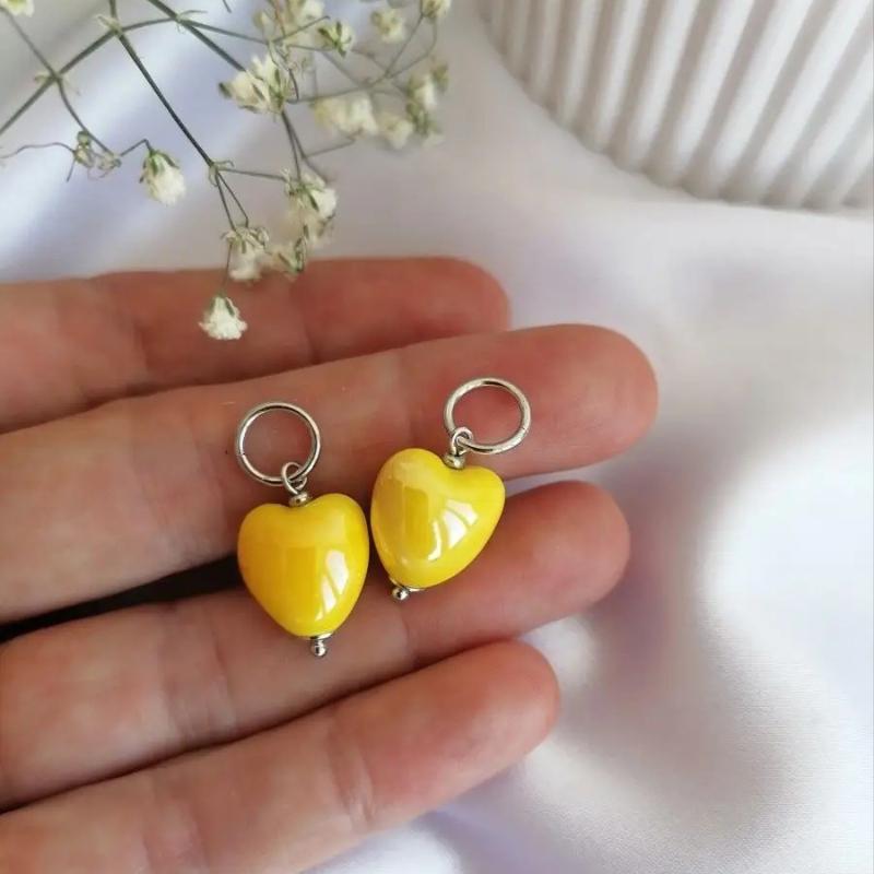 Stylish Elegant Colorful Geometric Heart Circle Pendant Earrings  Minimalist Earring Hoop Women Jewelry Accessory