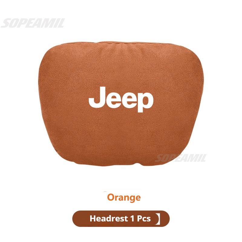 Suede Car Headrest Neck Pillow Seat Waist Cushion Jeep Grand Cherokee Wrangler JK Gladiator Patriot Commander Renegade CompassN