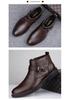 Men's Slip-On High-Top Cowhide Ankle Boots - Plus Size, Velvet-Lined, Warm Casual Leather Boots for Autumn/Winter.