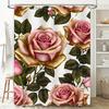 Luxuriöser Rosa Rosenblüten Badezimmer Duschvorhang Dekorieren Sie Ihr Badezimmer mit diesem schönen floralen Muster Wasserdichtes Gewebe für ein
