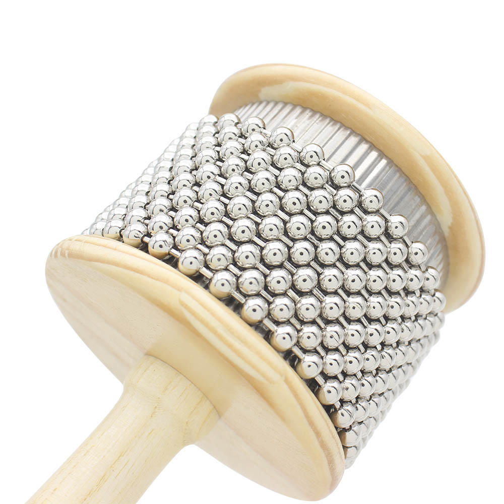Wooden Handle Cabasa Metal Bead Percussion Instrument Latin Rhythm Shaker Pop Hand Shaker for Music Class Band Kids Adults