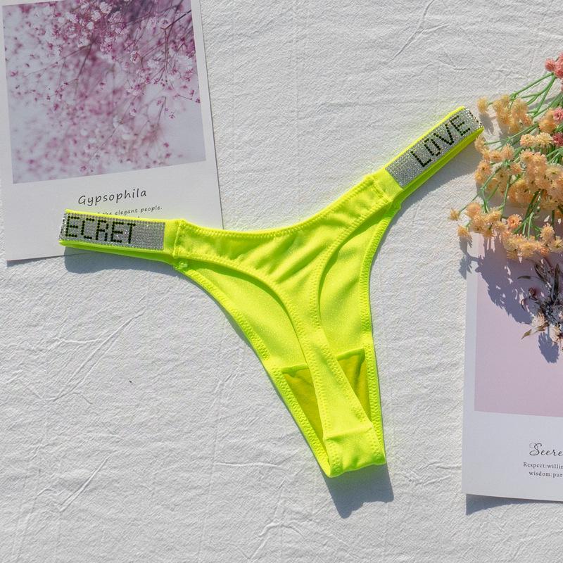 Women's Rhinestone Thong: Micro-Shimmer Fabric, Narrow Side, Fluorescent Color Underwear