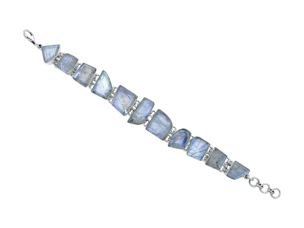 Natural Moonstone 925 Sterling Silver Bracelet: Adjustable Gemstone
