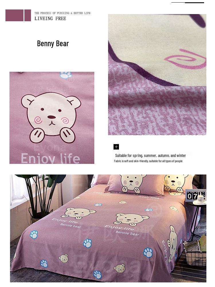 Flannel Cartoon Bed Sheet for Student Dormitory - Single/Double Bed, Free Shipping