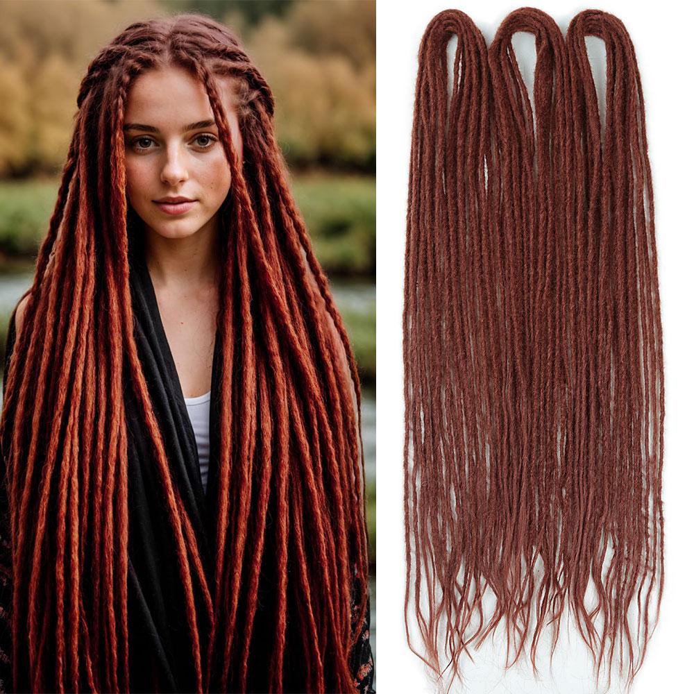 Synthetic 24 Inch Dreadlocks Extensions Dreads Locs Crochet Hair for Women 20 Strands Handmade Soft Locs Braids Double Ended