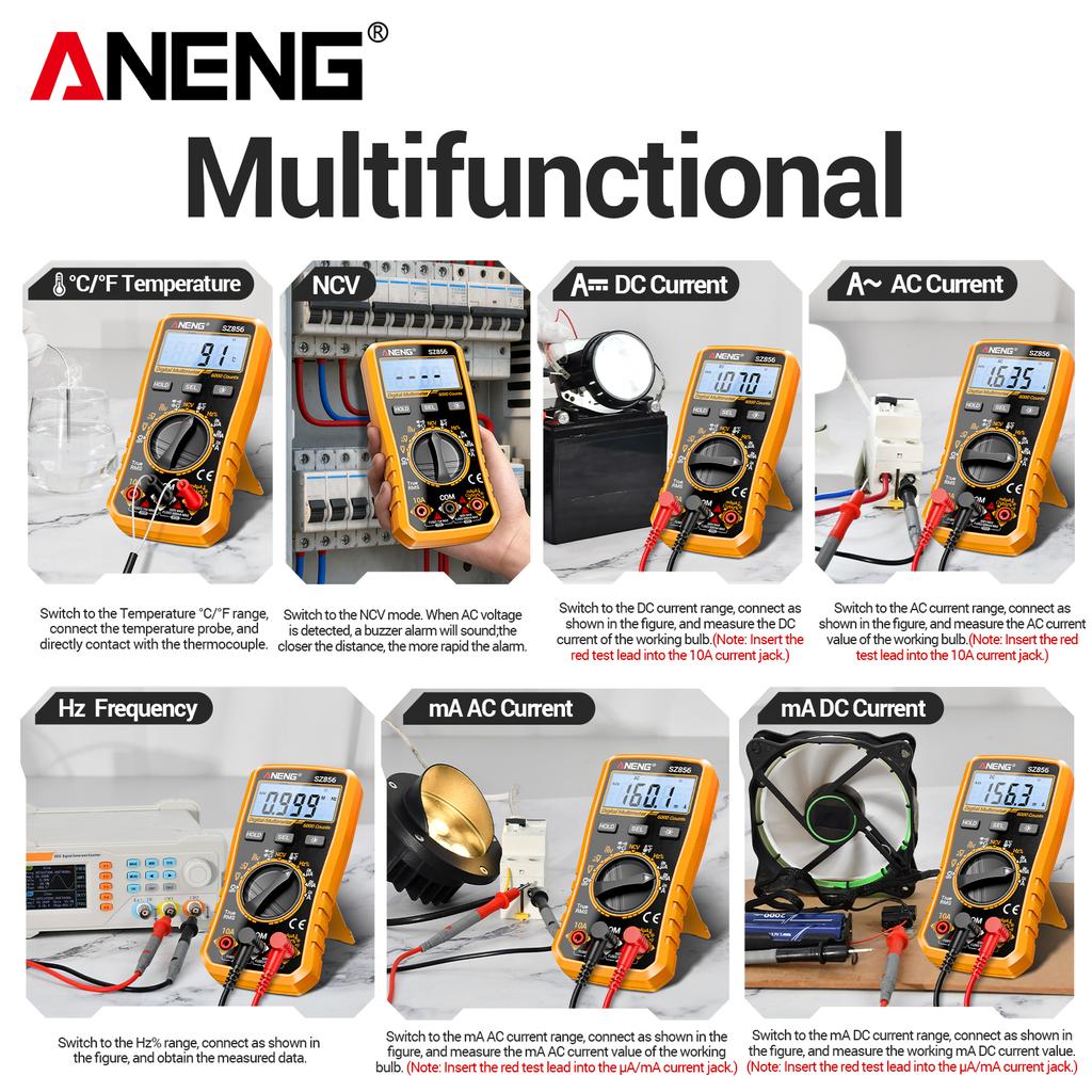 ANENG SZ856 Multimeter 6000 Resistance Test NCV Electrical Testing Electrical Household Instrument Counting Frequency Capacitor