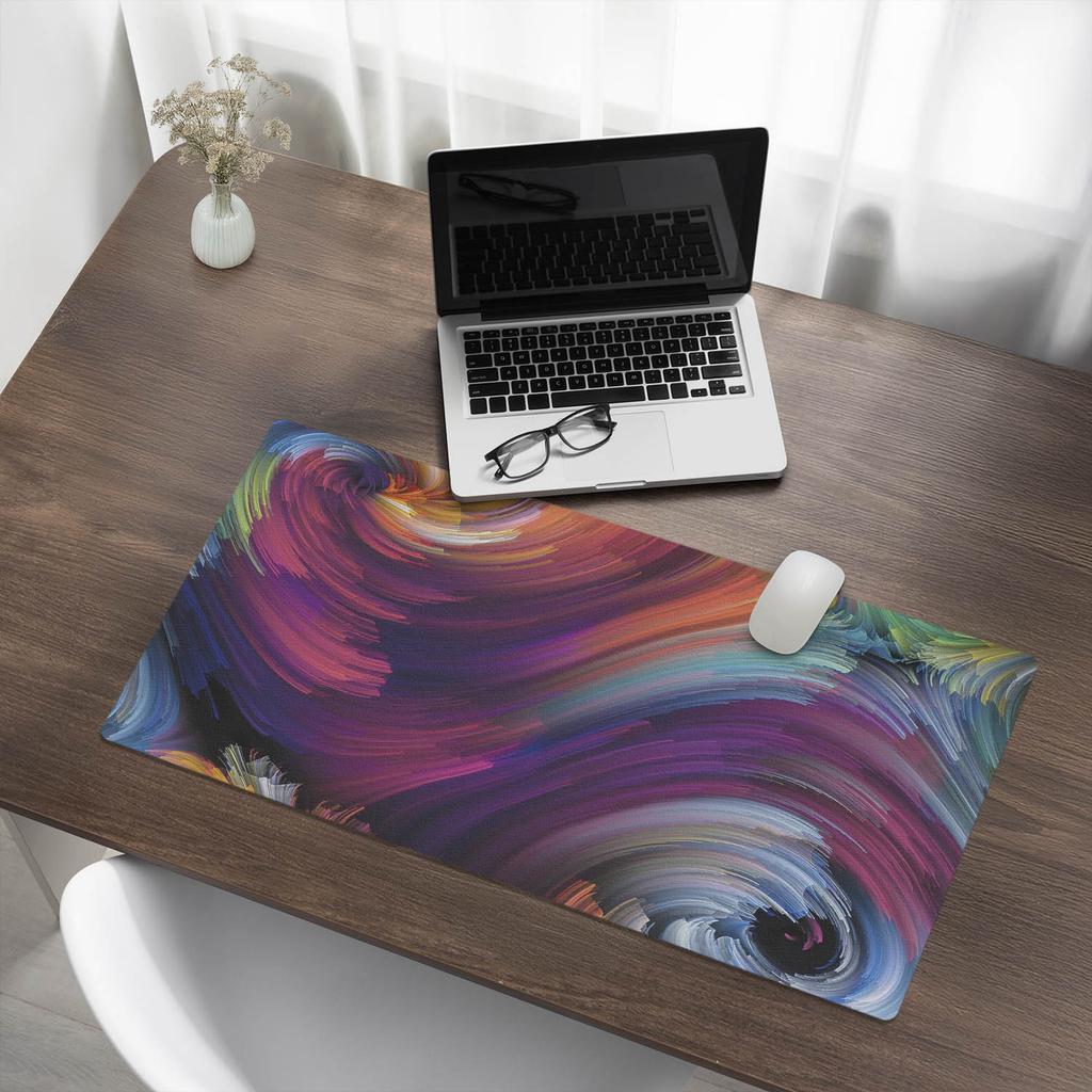 Gaming Keyboard and Mouse Protective Mat, Spinning Colors, 90x45 Cm