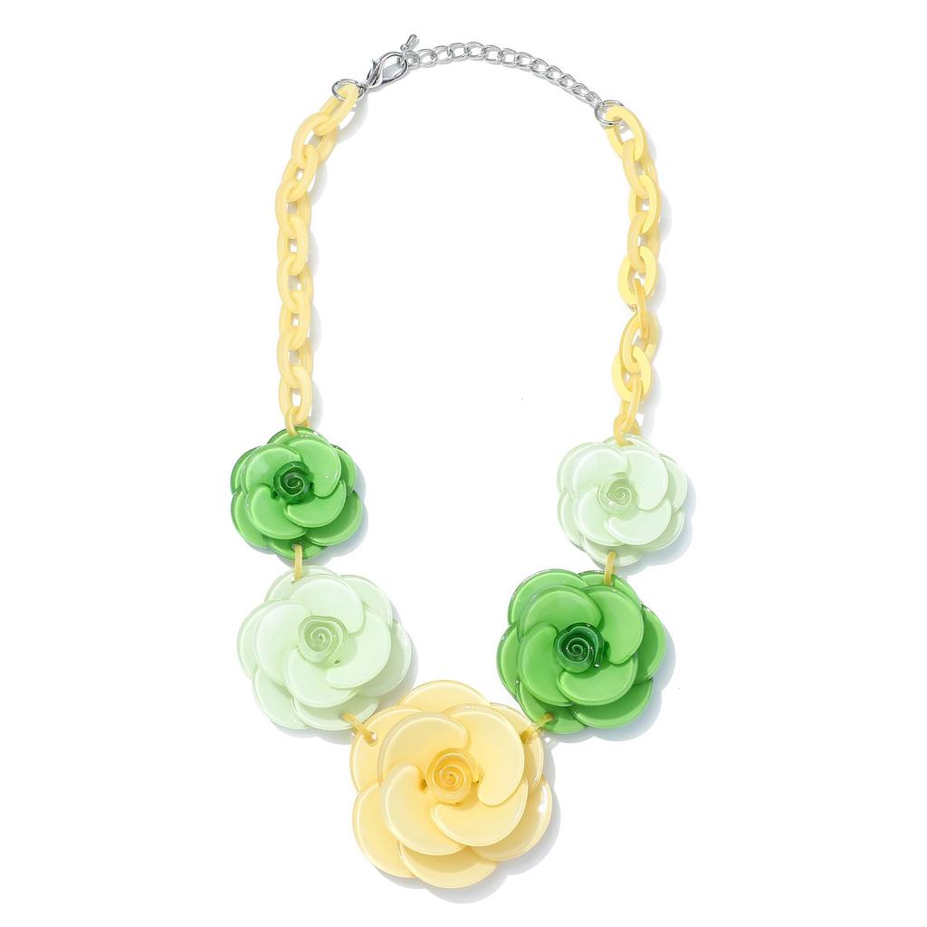 Bohemian Acrylic Flower Necklace - Colorful Rose Sweater Chain
