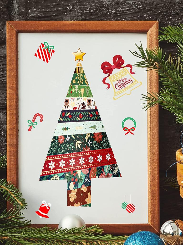 PBM Christmas Masking Tape Perfect for Gift and Gift and Stylish Patterned Christmas Tree and Fir Tree MERRY CHRISTMAS 21-Roll Set. Decoration,