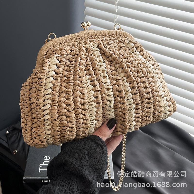 Summer bags women's ins niche 2025 new trendy fashion messenger bags women's bags summer versatile straw shell bags