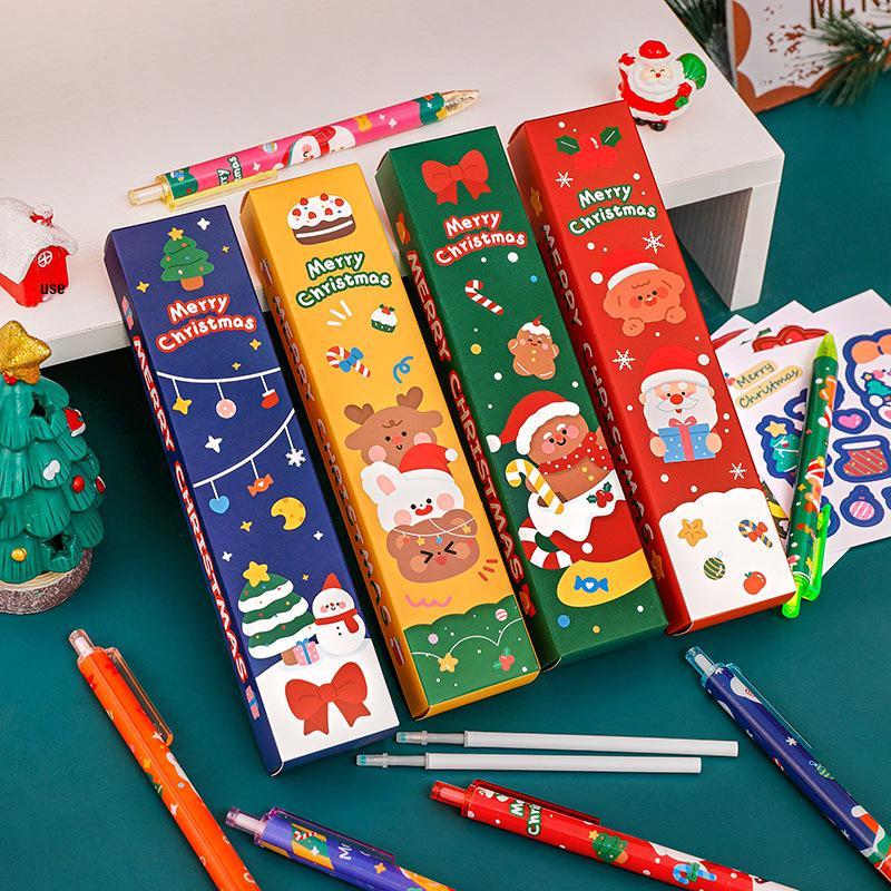 Hangsu Christmas Blind Box: 5-Piece Neutral Pen Stationery Set - Cute Surprise Gift for Students