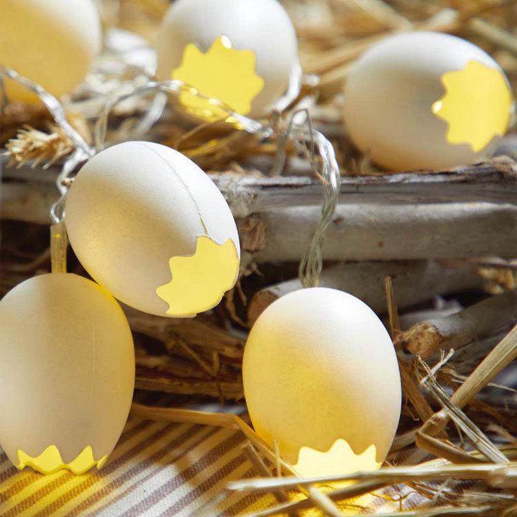 Cross-border LED Easter String Lights with Painted Eggs, Chickens & Rabbits - Indoor Decoration