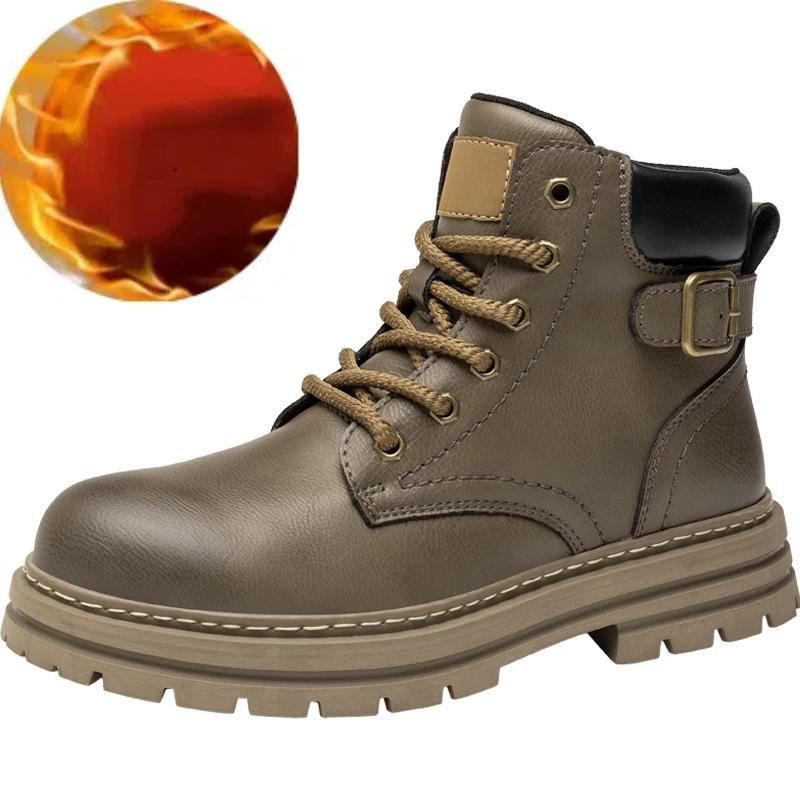 Men Platform Ankle Boots Autumn Winter British Chelsea Leather Boots Outdoor Non Slip Warm Casual Work Boot Botas Hombre