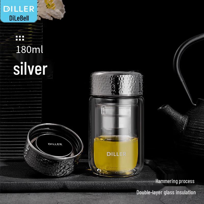 Dileber Hammered Double-Layer Glass Tea Cup