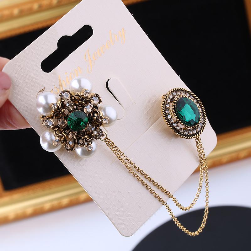 Fashion Tassel Vintage Brooches For Women Luxury Rhinestone Pearl Brooch Lapel Collar Pin Badge Personality Women Brooch Jewelry