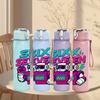 1PC Six Seven Game Retro Text Pattern 750ml Color Plastic Sports Water Bottle Leakproof Flip Straw Lid Suitable for Sports Office Home Use