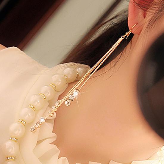 Earrings Tarnish-resistant Elegant Alloy Women Elegant Cocktail Rhinestone Earrings for Party