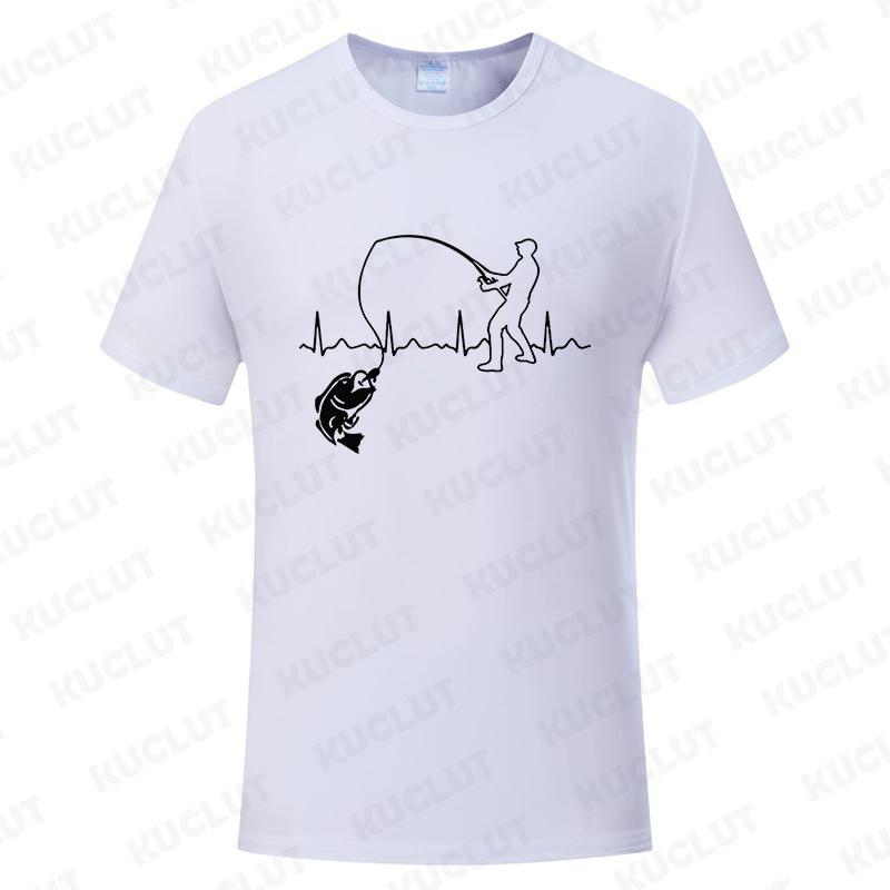 Fashion Fishing ECG T-shirt for Men Funny Design Graphic Y2k Tops Summer Short Sleeve Tees Gift for Fishing Lover Clothing