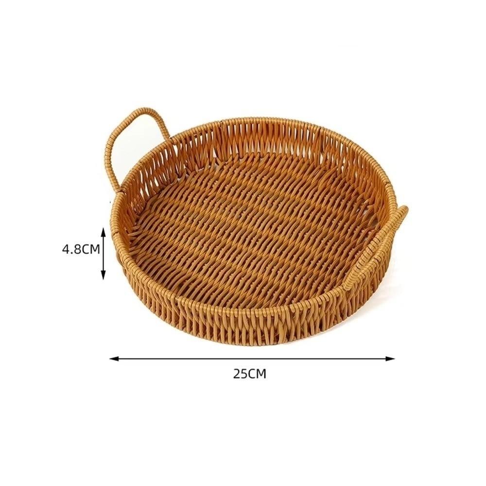 Plastic Imitation Handwoven Rattan Basket with Handle Wicker Basket  Food Storage