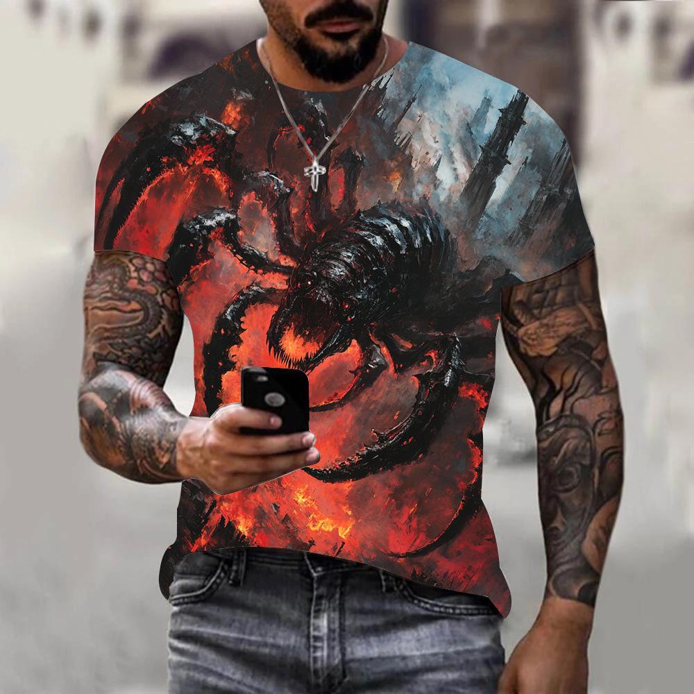 

Мужские футболки с коротким рукавом и графическим принтом в стиле 3D фэнтези и темного искусства - Мягкая полиэстеровая ткань средней эластичности, летняя одежда свободного кроя XS