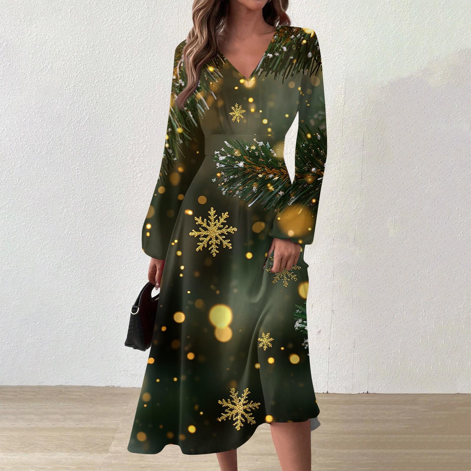 

Женское осенне-зимнее повседневное модное длинное платье с v-образным вырезом и длинным рукавом с принтом XL