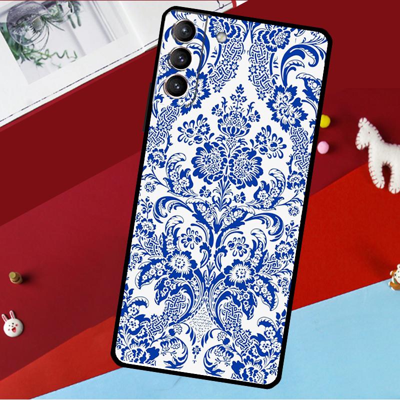 Blue and White Porcelain Funda For Samsung Galaxy S26 S25 S24 S21 S22 S23 Ultra S10 Plus S20 FE S25 FE Phone Case