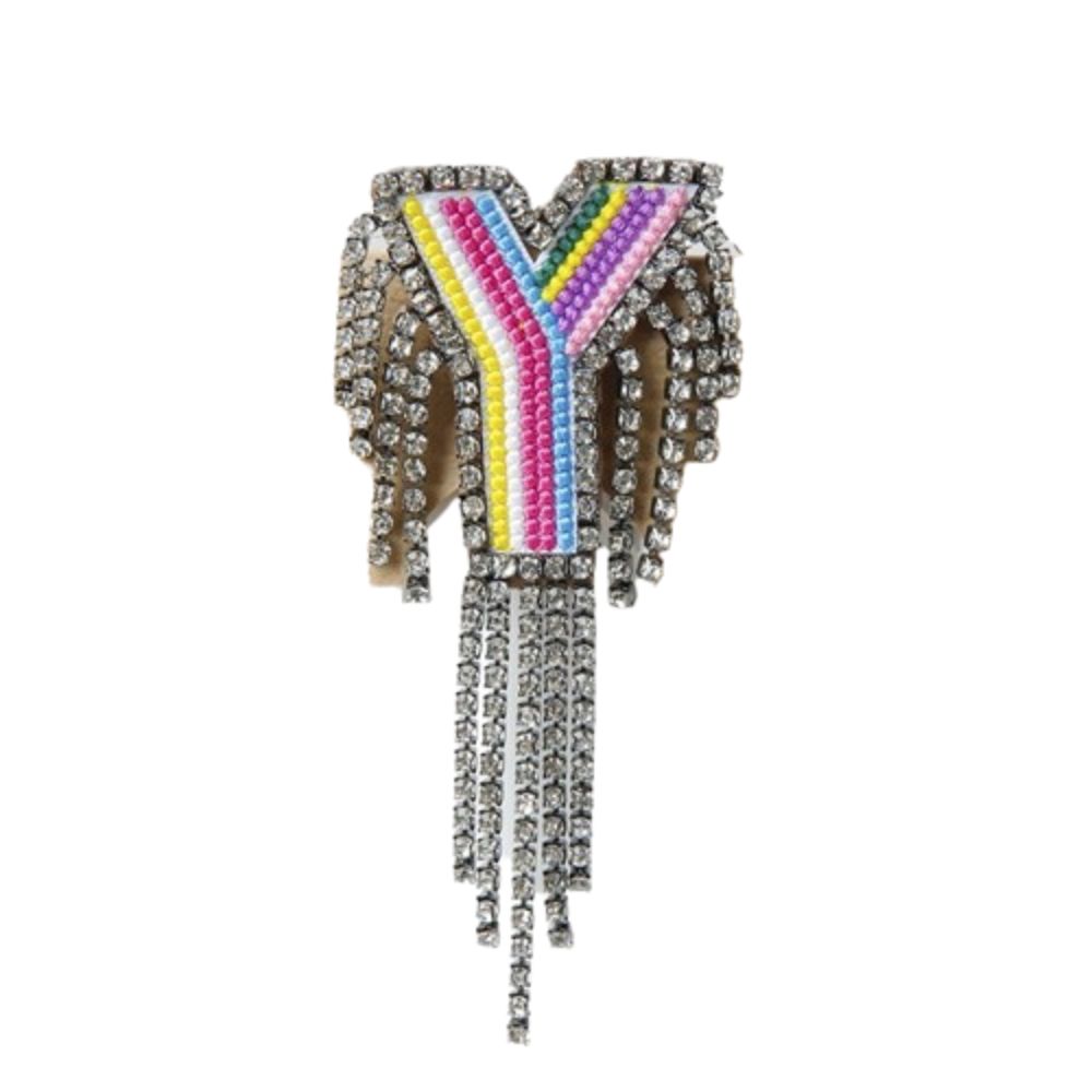 

Вышивка Стразы Кисточка Брошь Креативная Буква Зажим для Одежды Банкетный Зажим для Одежды Украшение Y