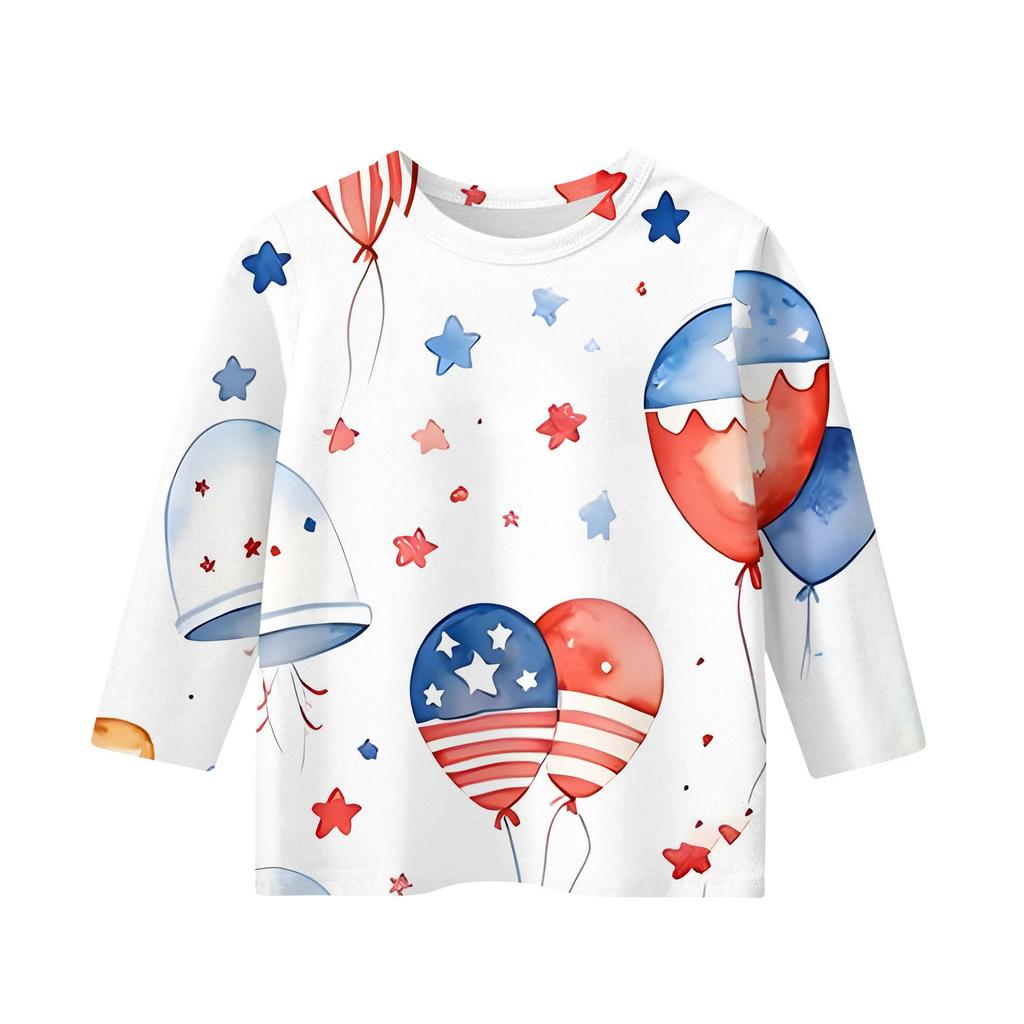 Print Tops For Youth Girls 3-10 Years Round Neck 3/4 Sleeves T-Shirts Trendy Tops Outfit Tees