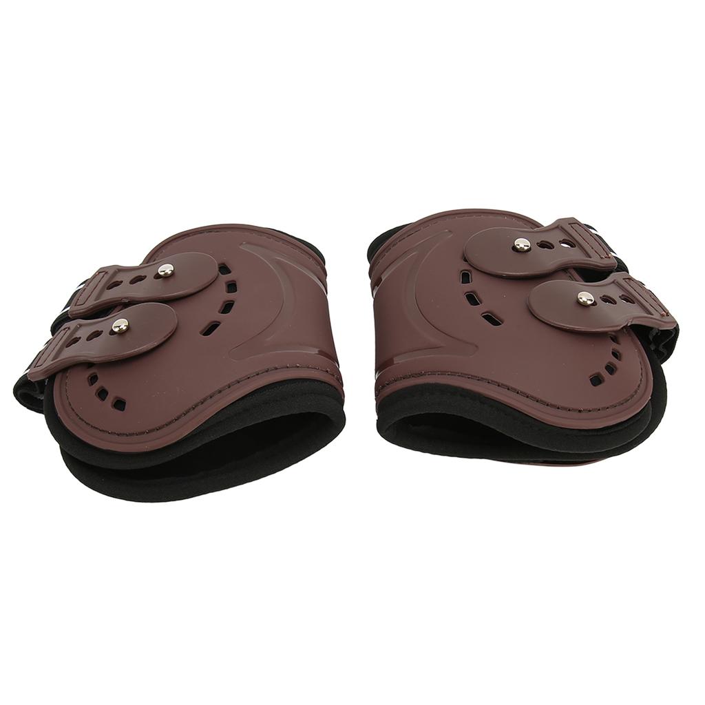 Horse Fetlock Boots Breathable Impact Absorbing Air Perforated Horse Hind Legs Boots for Fetlock Injury Protection Brown