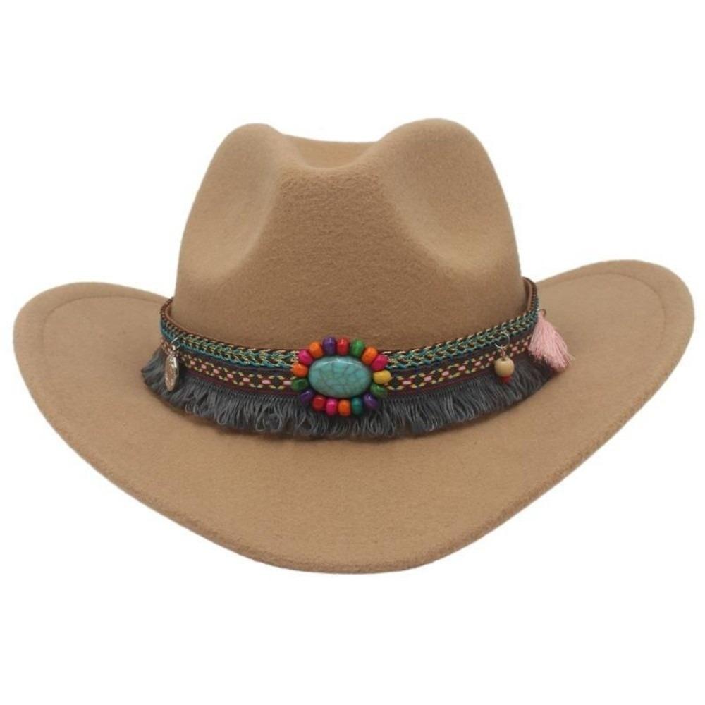 Woolen Western Cowboy Hat Solid Color Party Cosplay Hat Simple Cowgirl Jazz Hat Bucket Hats