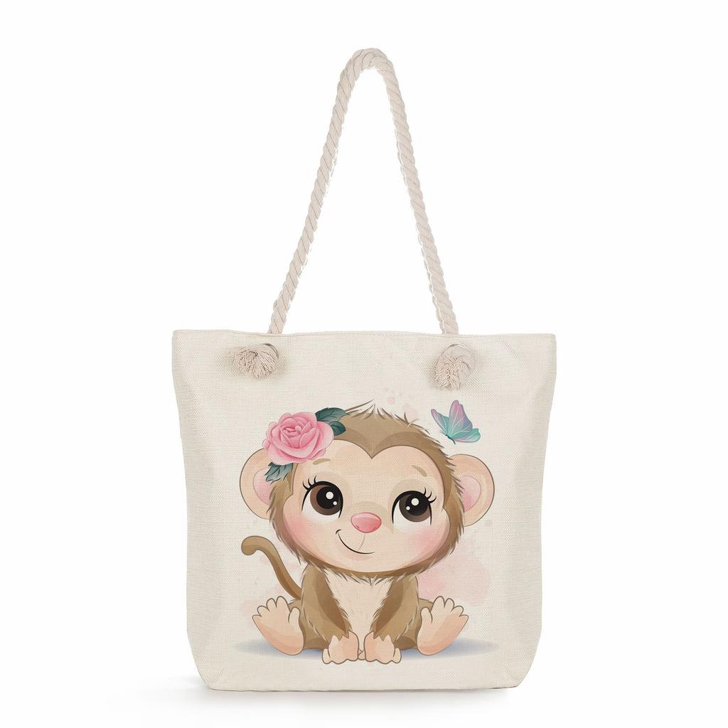 Animal print thick rope single-shoulder beach bag 7286 CLE