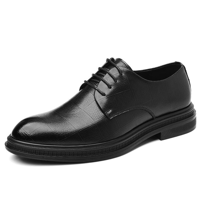 Leather Shoes Men's 2025 New Summer Dress Black Men's Shoes British Casual Wedding Groom Shoes 2025