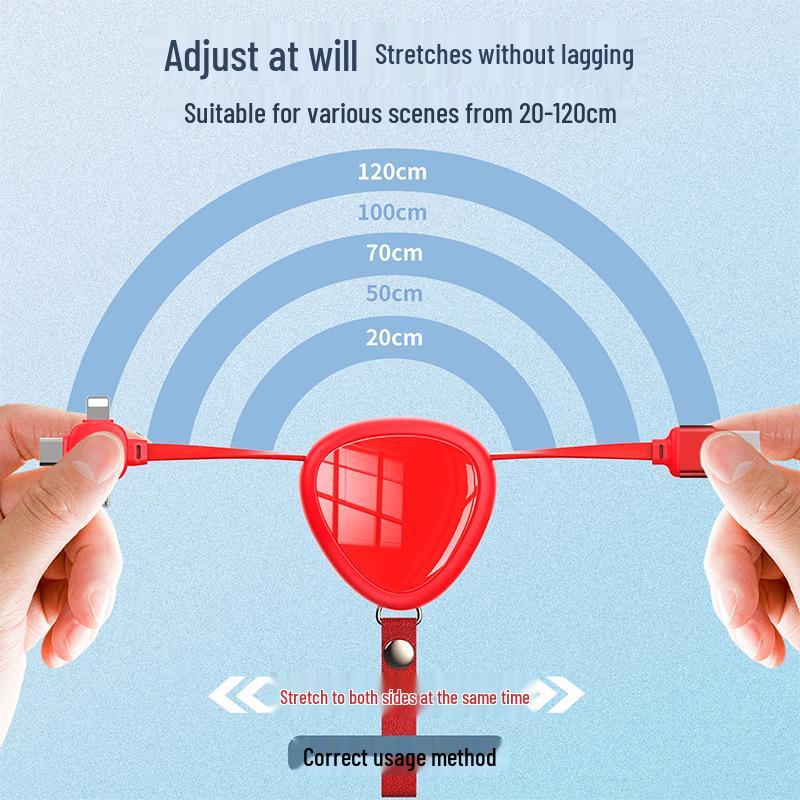 5A Three-in-One Super Fast Charging Cable with Multi-Head Compatibility for Apple and Huawei Devices.