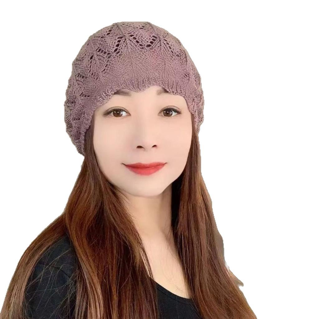 Knitted Hat Woman Autumn Winter Wool Beanie With Breathable Design For Casual Wear