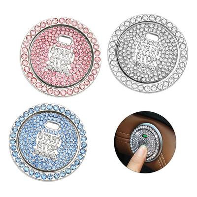Knob Ring Push To Start Button Cover Car Decor Bling Ring Emblem Sticker Car Accessories for Women