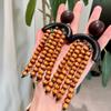 Personalized European Style Wooden Stud & Bead Tassel Earrings - Retro Ethnic Accessories